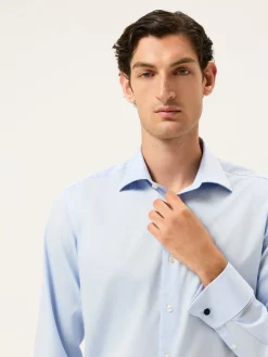 Regular Fit Twill Formal Shirt With Oxford Collar And Double Cuff Camisas Clássicas