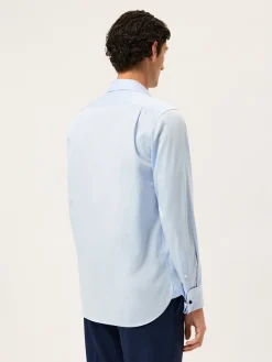 Regular Fit Twill Formal Shirt With Oxford Collar And Double Cuff Camisas Clássicas