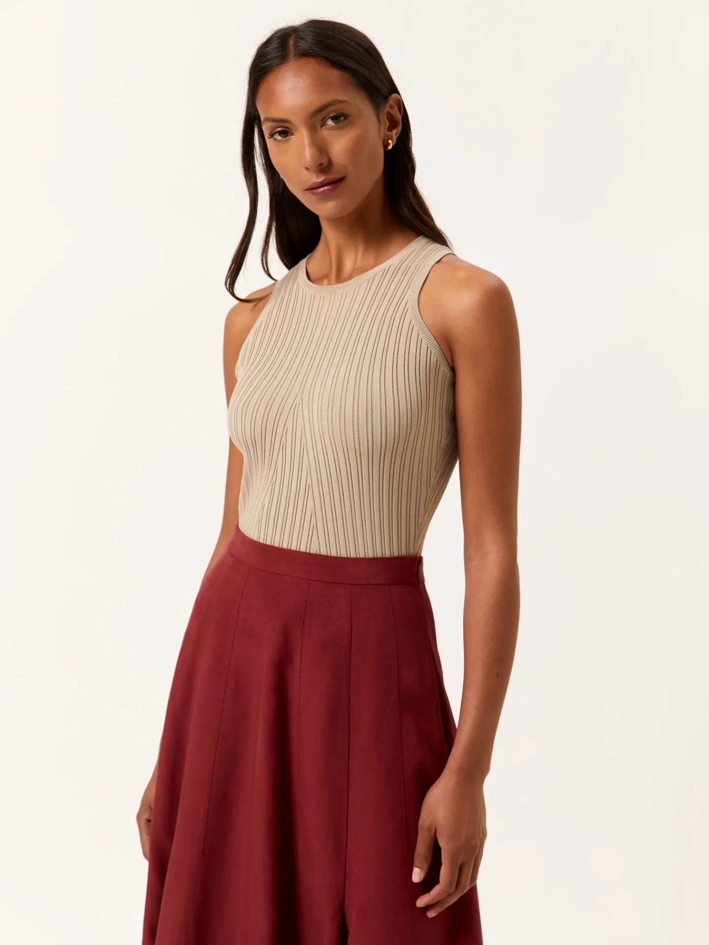 Discount Ribbed Tank Top In Viscose & Nylon Blend MULHER Tops