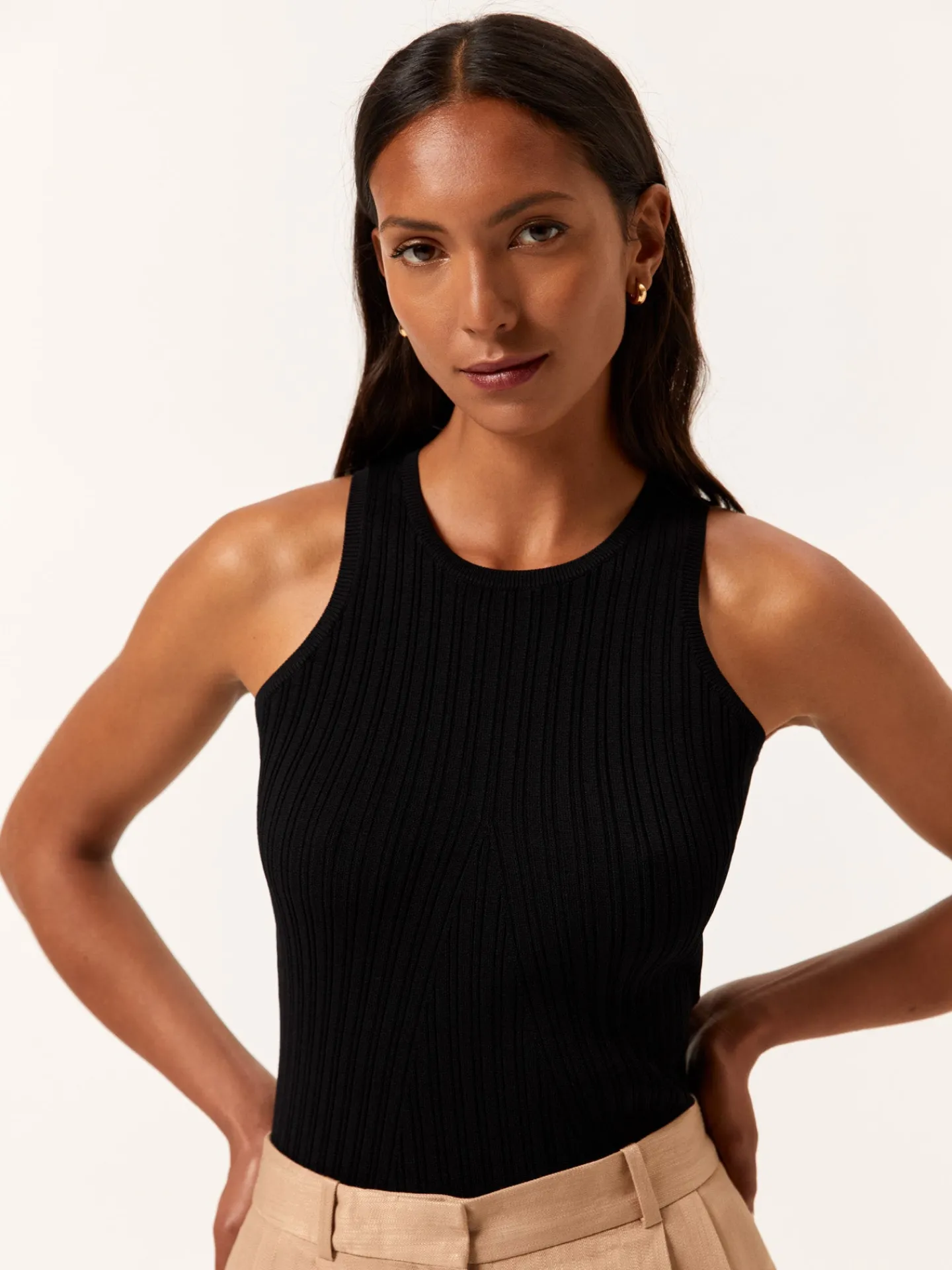 Discount Ribbed Tank Top In Viscose & Nylon Blend MULHER Tops