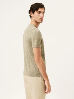 Discount Short Sleeve Crew Neck Sweater In Cotton Linen Blend Camisolas