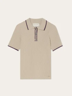 Clearance Short-Sleeve Polo Sweater With Gold Button In Viscose Blend MULHER Polos