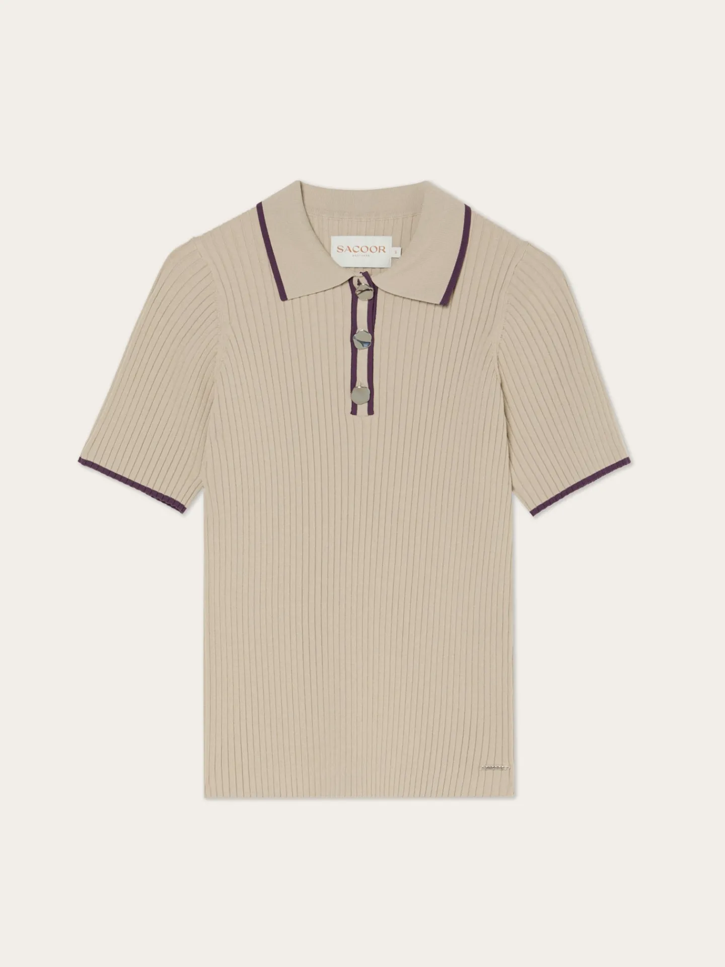 Clearance Short-Sleeve Polo Sweater With Gold Button In Viscose Blend MULHER Polos