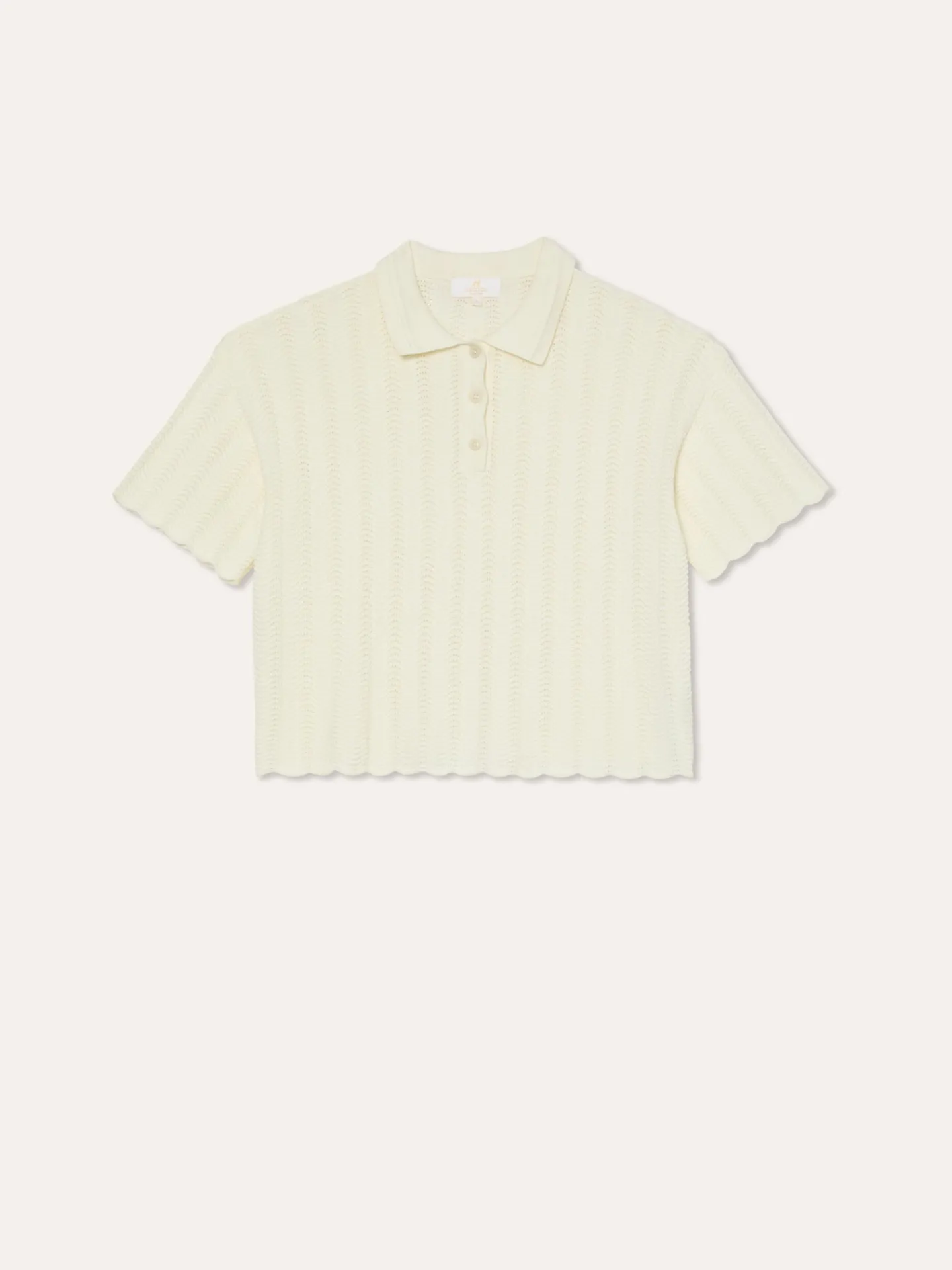 New Short-Sleeve Polo Sweater With Fancy Knitting In Cotton MULHER Polos