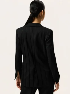 Online Single-Breasted Blazer In Striped Viscose Blend MULHER Fatos|Blazers