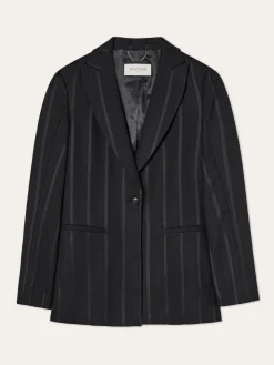 Online Single-Breasted Blazer In Striped Viscose Blend MULHER Fatos|Blazers