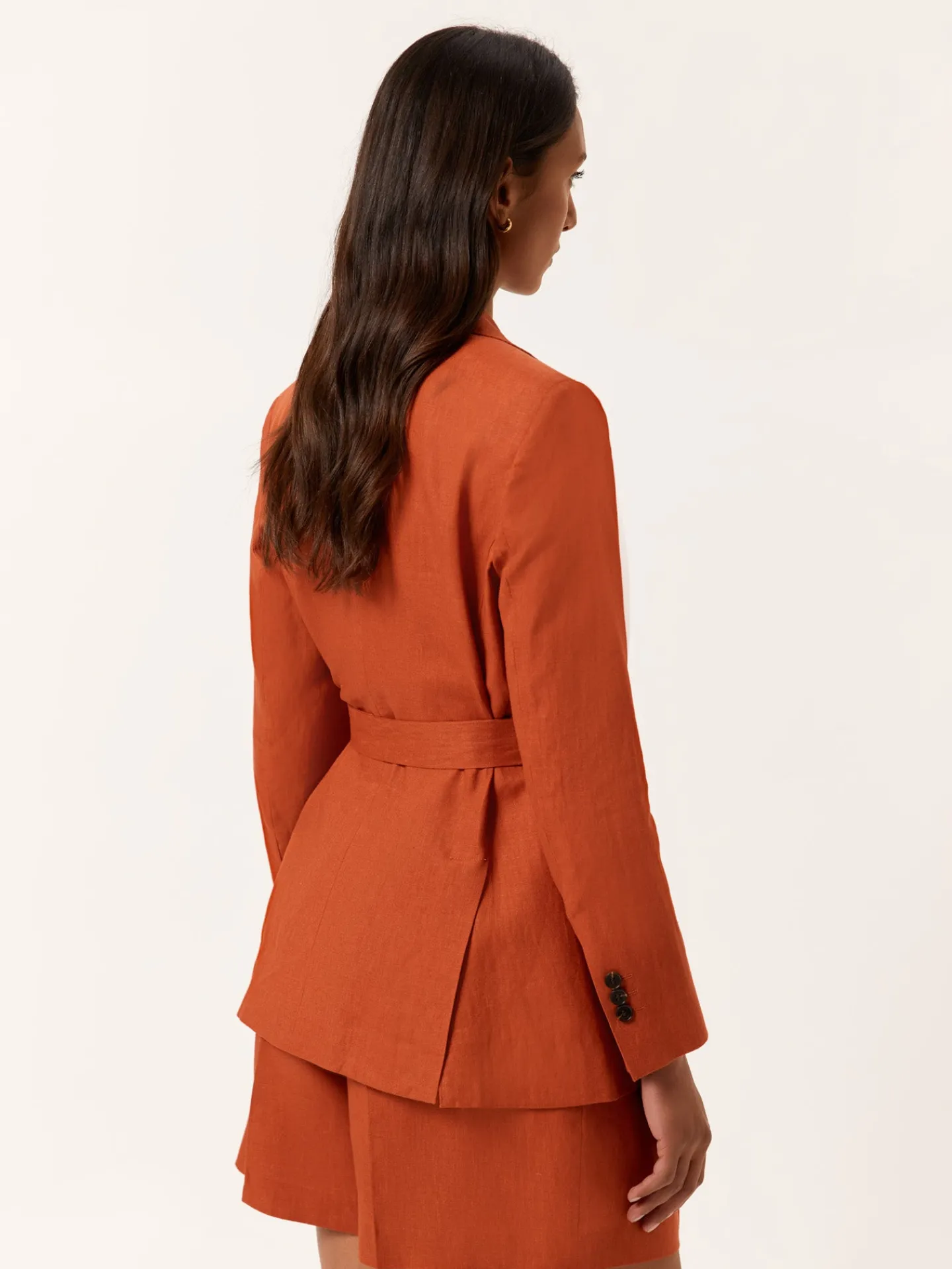 Clearance Single-Breasted Suit Blazer In 100%Linen With Belt MULHER Fatos|Blazers