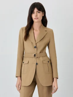 Discount Single-Breasted Suit Blazer In Viscose Linen Blend With Belt MULHER Fatos|Blazers