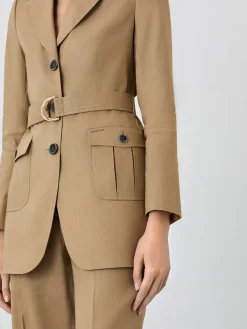 Discount Single-Breasted Suit Blazer In Viscose Linen Blend With Belt MULHER Fatos|Blazers