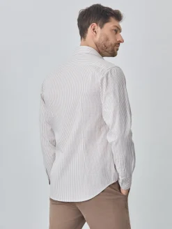 Best Slim fit 100% bci cotton striped oxford shirt Camisas Casuais
