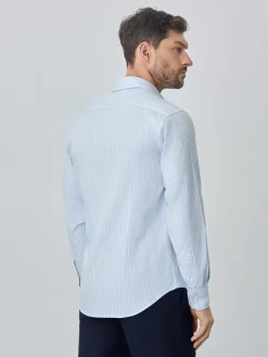Slim fit 100% bci cotton striped oxford shirt Camisas Casuais