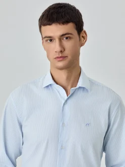 Discount Slim fit 100% bci cotton striped oxford shirt Camisas Casuais