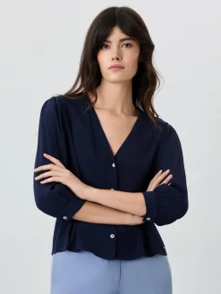 Discount Slim Fit Blouse In Viscose And Lenzing Blend With Removable Scarf MULHER Blusas