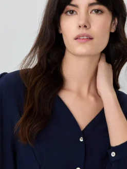 Discount Slim Fit Blouse In Viscose And Lenzing Blend With Removable Scarf MULHER Blusas