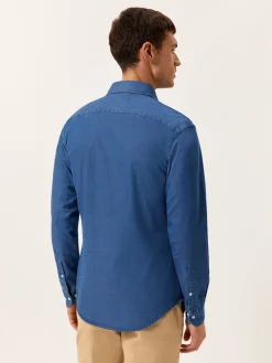 Hot Slim Fit Casual Denim Shirt in 100% Cotton Camisas Casuais|Camisas Casuais
