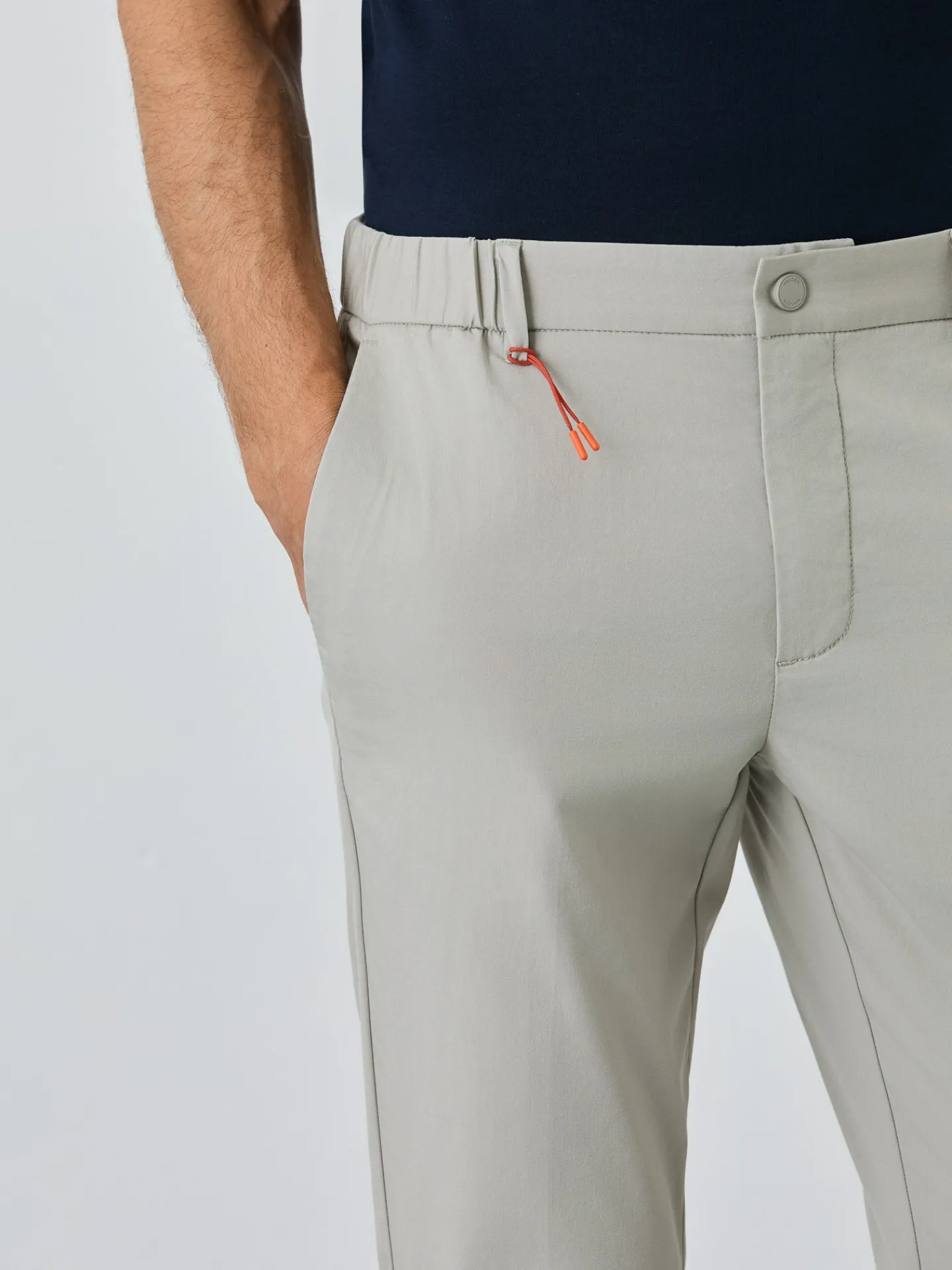 Online Slim Fit Chino Trousers With Elasticated Waistband In Water-repellent Fabric Calças Casuais