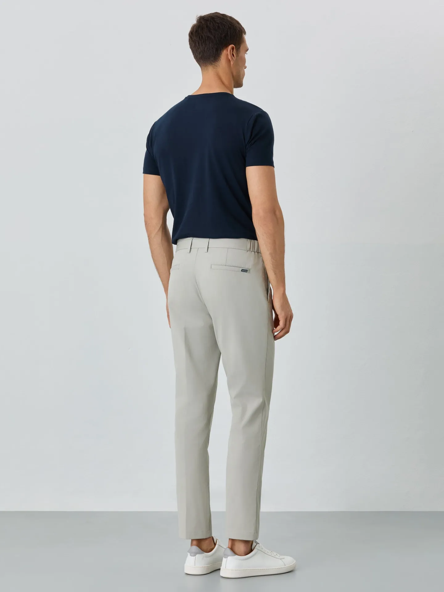 Online Slim Fit Chino Trousers With Elasticated Waistband In Water-repellent Fabric Calças Casuais