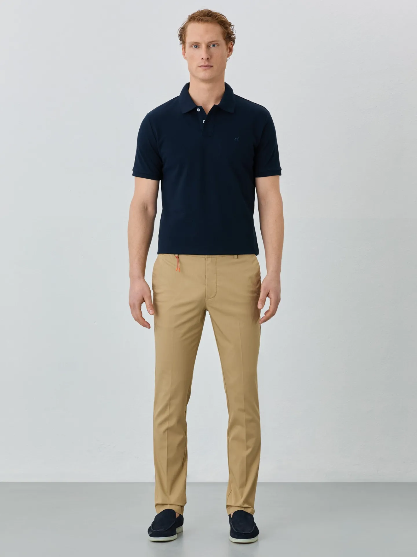 Online Slim Fit Chino Trousers With Elasticated Waistband In Water-repellent Fabric Calças Casuais