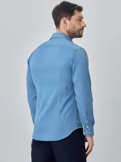 Discount Slim fit denim shirt Camisas Casuais