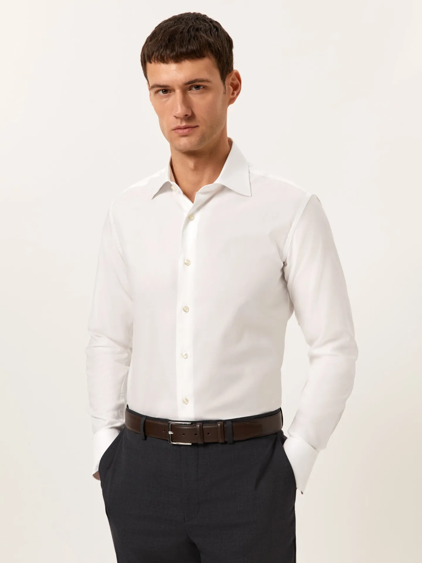 Slim Fit Formal Oxford Shirt in 100% Cotton Camisas Clássicas|Camisas Clássicas
