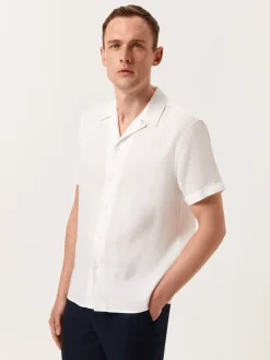 Hot Slim Fit Garment Dye Cotton Linen Shirt with Mao Collar Camisas Casuais