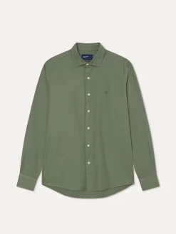 New Slim Fit Garment Dye Open Oxford Shirt in Comfort Cotton Camisas Casuais|Camisas Casuais