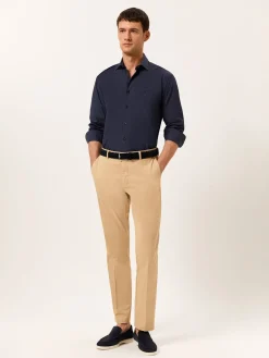 New Slim Fit Garment Dye Poplin Open Shirt in Comfort Cotton Camisas Casuais|Camisas Casuais