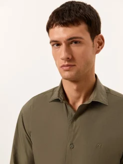 Discount Slim Fit Garment Dye Poplin Open Shirt in Comfort Cotton Camisas Casuais|Camisas Casuais
