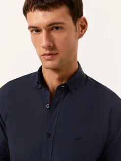 Online Slim Fit Garment Dye Poplin Shirt in Comfort Cotton Camisas Casuais|Camisas Casuais