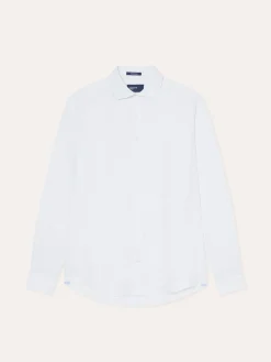 Sale Slim Fit Herringbone Linen Shirt with Newport Collar Camisas Casuais