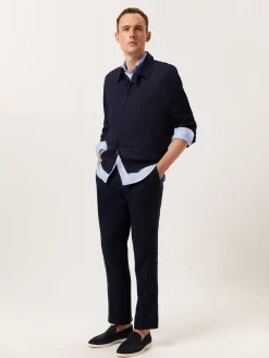 Clearance Slim Fit Herringbone Linen Shirt with Newport Collar Camisas Casuais