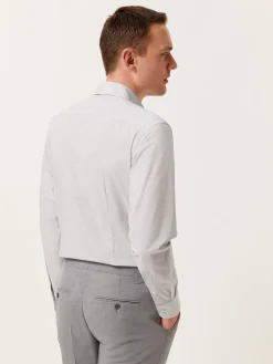 Outlet Slim Fit Houndstooth Cotton Poplin Shirt with Open Collar Camisas Casuais