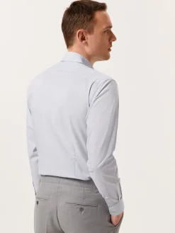 Outlet Slim Fit Houndstooth Cotton Poplin Shirt with Open Collar Camisas Casuais