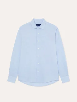 Outlet Slim Fit Houndstooth Cotton Poplin Shirt with Open Collar Camisas Casuais