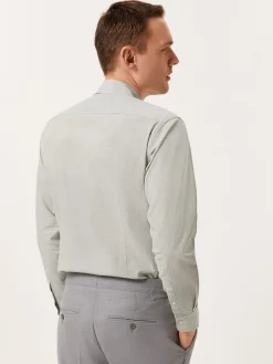 Hot Slim Fit Houndstooth Cotton Linen Shirt with Open Collar Camisas Casuais