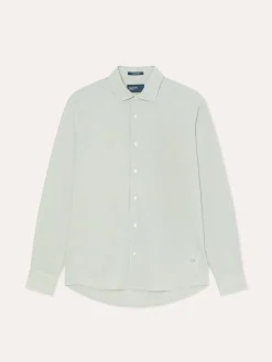 Hot Slim Fit Houndstooth Cotton Linen Shirt with Open Collar Camisas Casuais