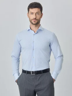 New Slim fit k-easy striped poplin comfort shirt Camisas Clássicas