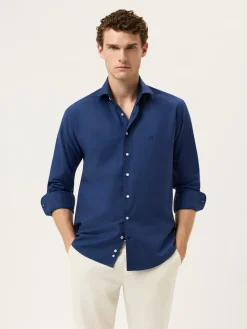 Sale Slim Fit Light Twill Denim Shirt With Newport Collar Camisas Casuais