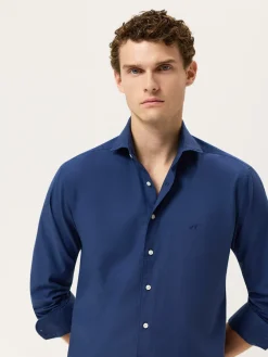 Sale Slim Fit Light Twill Denim Shirt With Newport Collar Camisas Casuais