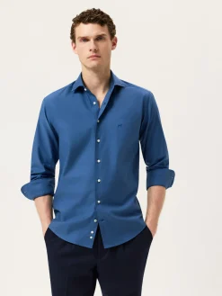 Sale Slim Fit Light Twill Denim Shirt With Newport Collar Camisas Casuais