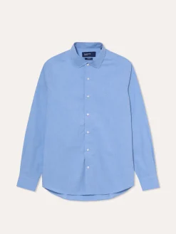 Clearance Slim Fit Mélange Cotton Shirt with Open Collar Camisas Casuais