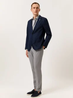 Clearance Slim Fit Mélange Cotton Shirt with Open Collar Camisas Casuais