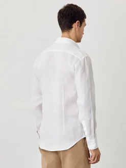 New Slim Fit Open Shirt in 100% Linen Camisas Casuais|Camisas Casuais