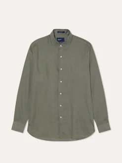 Slim Fit Open Shirt in 100% Linen Camisas Casuais|Camisas Casuais