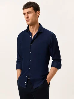 Best Slim Fit Open Shirt in 100% Linen Camisas Casuais|Camisas Casuais