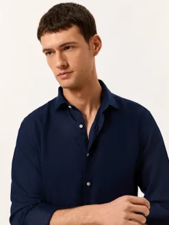 Best Slim Fit Open Shirt in 100% Linen Camisas Casuais|Camisas Casuais