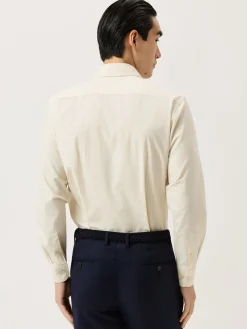 Best Slim Fit Overdye Poplin Shirt With Open Collar Camisas Casuais