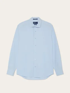 Best Slim Fit Overdye Poplin Shirt With Open Collar Camisas Casuais