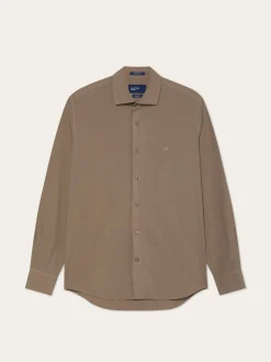 Best Slim Fit Overdye Poplin Shirt With Open Collar Camisas Casuais