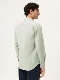 Best Slim Fit Overdye Poplin Shirt With Open Collar Camisas Casuais